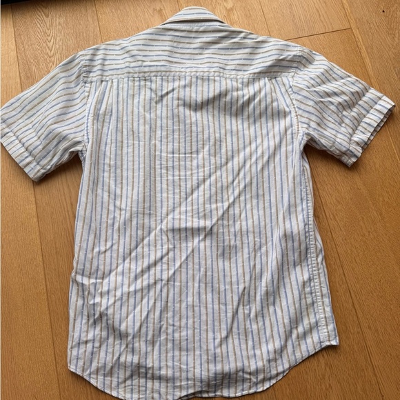 ARROW Striped SHORT SLEEVE BUTTON DOWN SHIRT - Blue - White - Tan - Picture 5 of 12